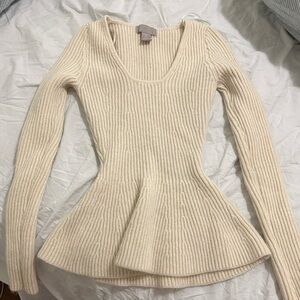 XS H&M Cream/Beige Peplum babydoll knitted sweater